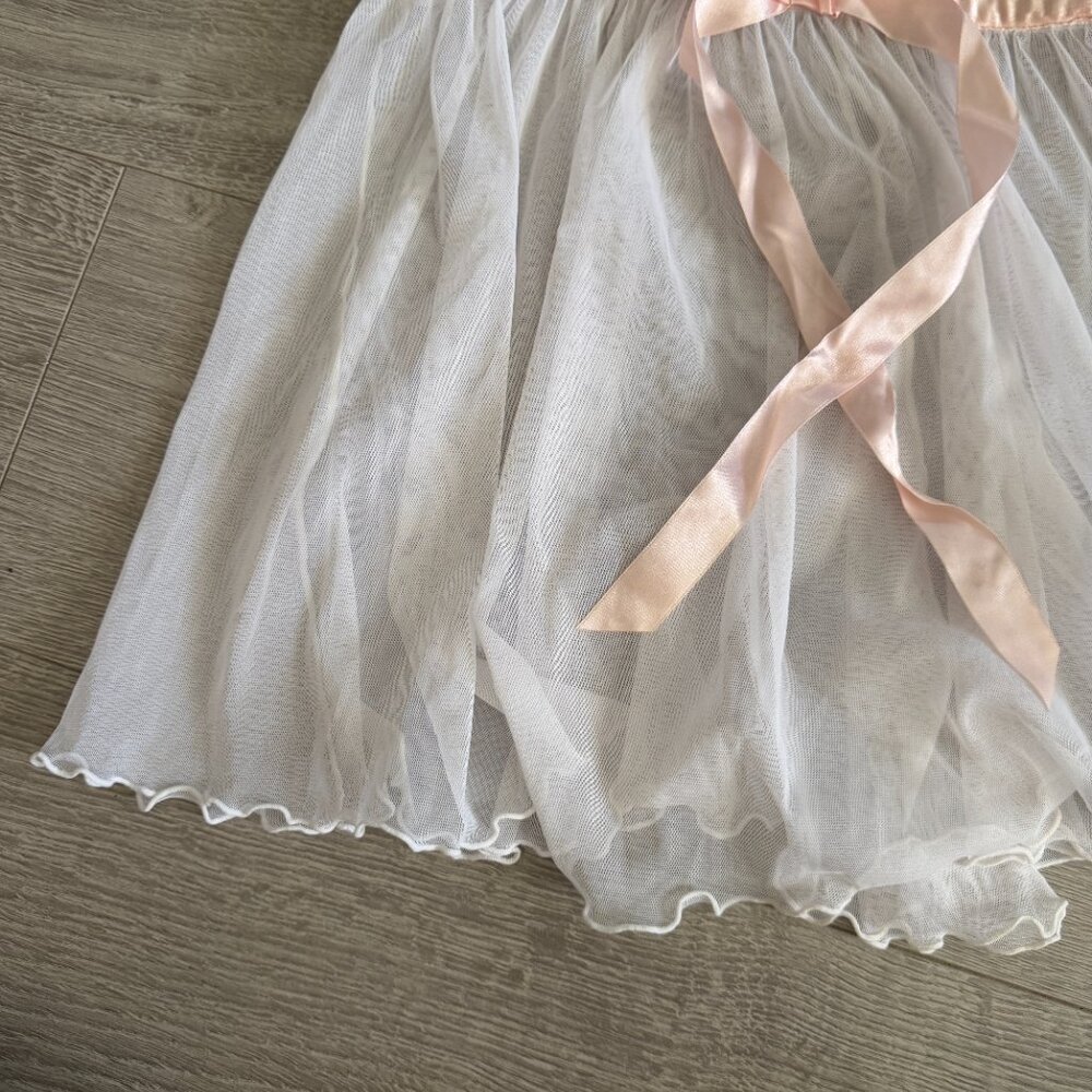 Rampage Sheer White Babydoll Lingerie Pink Satin Bow S - Picture 2 of 8
